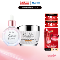 Combo 2 SUPER SERUM OLAY SỨC MẠNH TỪ 5 DƯỠNG CHẤT TRONG 1 - Chai 30ML Và Kem Dưỡng Ẩm OLAY LUMINOUS NIACINAMIDE + VITAMIN C 50G