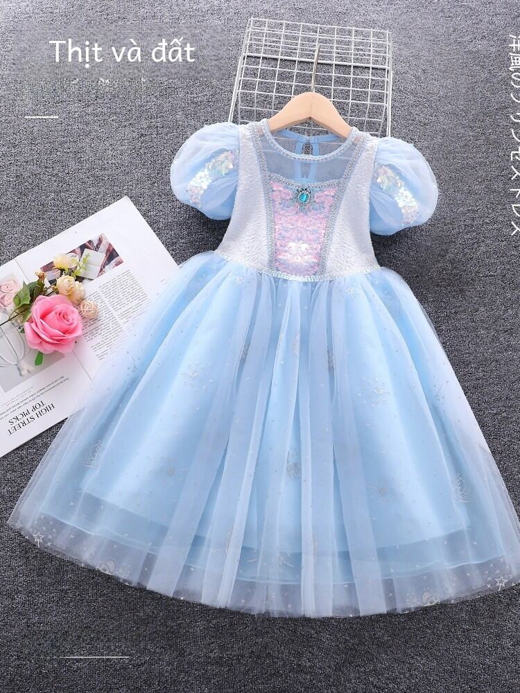 Váy Công Chúa Mermaid Elsa Frozen Birthday Party Váy Mùa Hè Cho Bé Gái Váy Cotton Pha Polyester Phong Cách Công Chúa