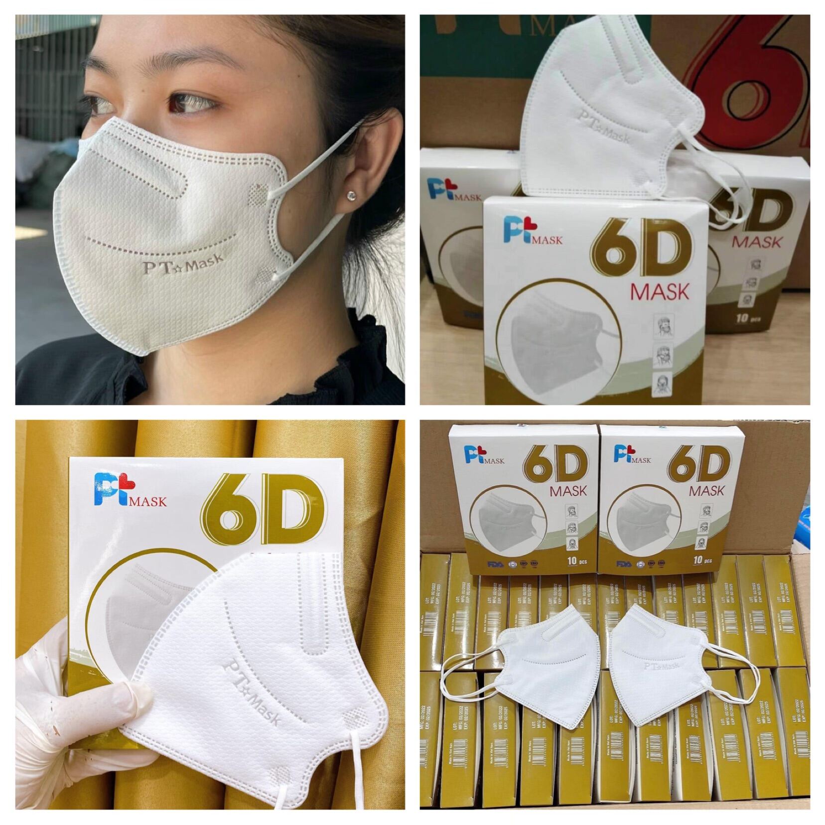 [ 50 Chiếc 6D Mask PT ] 5 Hộp Khẩu Trang 6D Mask PT Màu Trắng Form Mang lên Bao Đẹp ( Vỏ Hộp Thay Đổi Theo Từng Đợt ạ )
