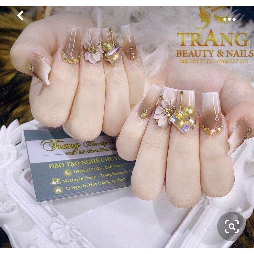 Nailbox/Bộ 24 móng úp tay thiết kế sẵn/móng tay giả phối màu be