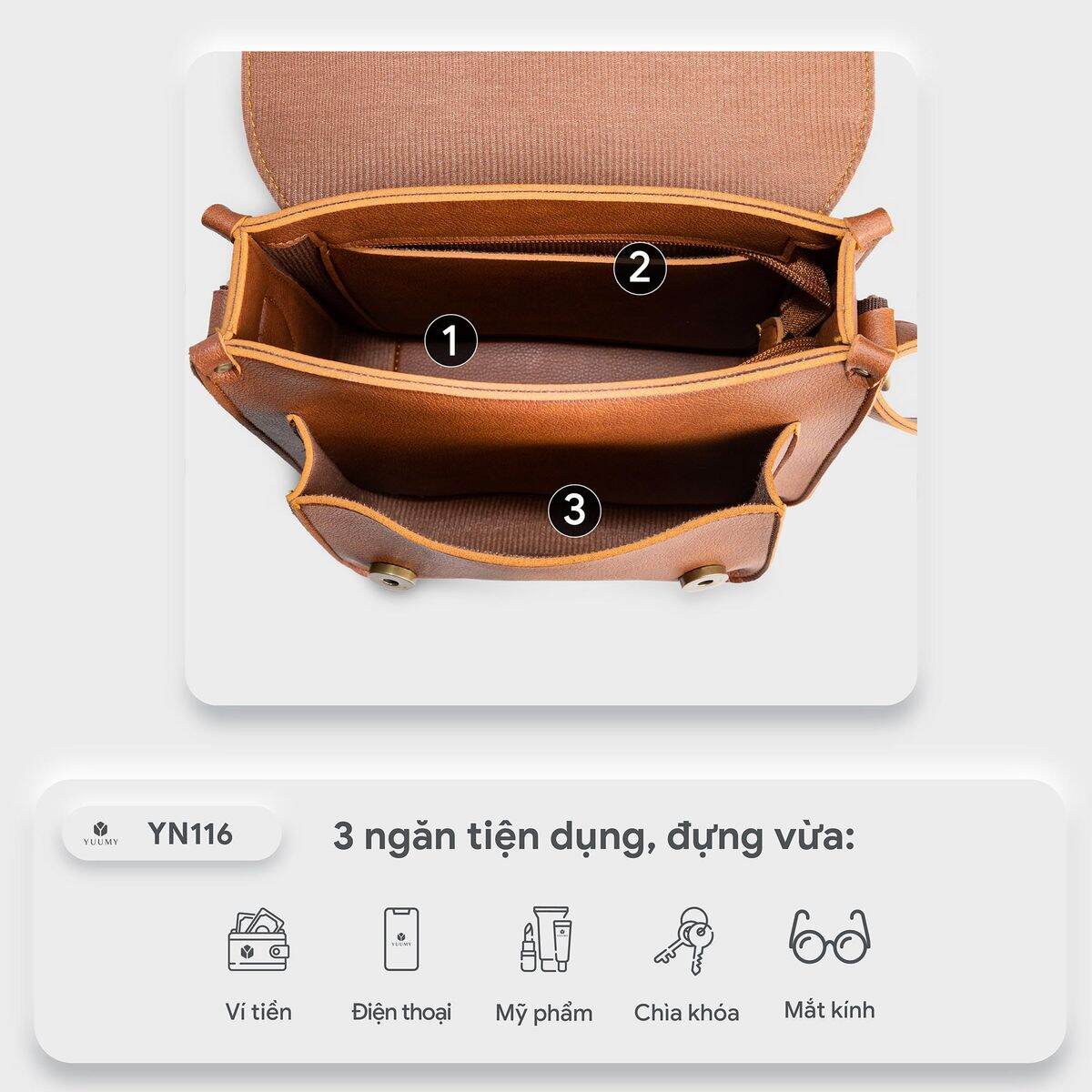 TÚI ĐEO CHÉO NỮ MINI KHÓA ĐÔI YN116 - YUUMY
