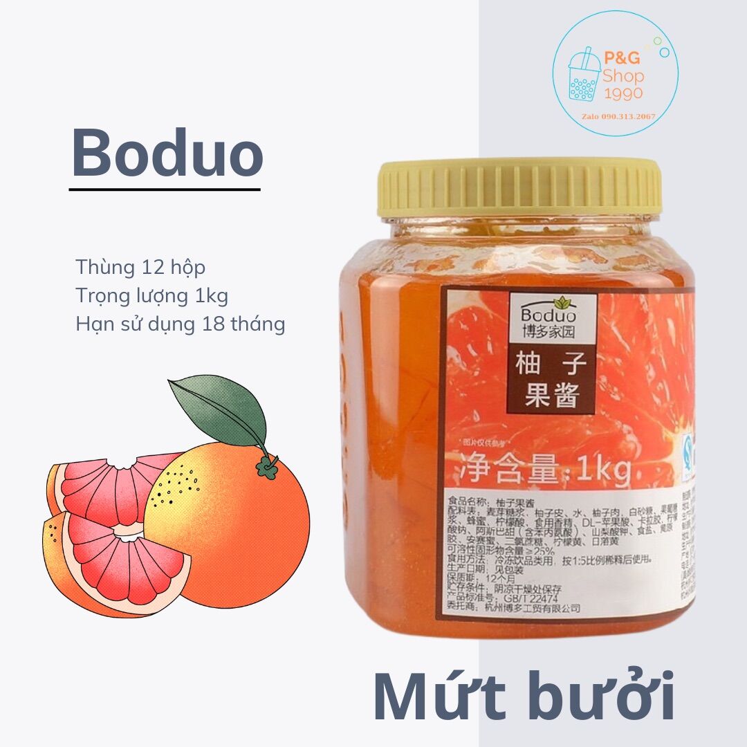 Mứt bưởi hồng Boduo hộp 1kg