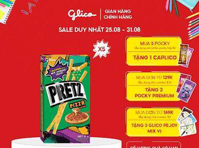 Combo 5 hộp bánh que nướng giòn vị pizza glico pretz pizza flavour 31g