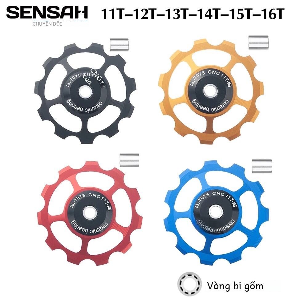 SENSAH MTB Gốm Chịu Lực Derailleur Phía Sau Jockey Wheel AL7075 CNC Hướng Dẫn Con Lăn Idler Cho Xe Đạp Đường Bộ Tương Thích Với 11/12/13/14/15T