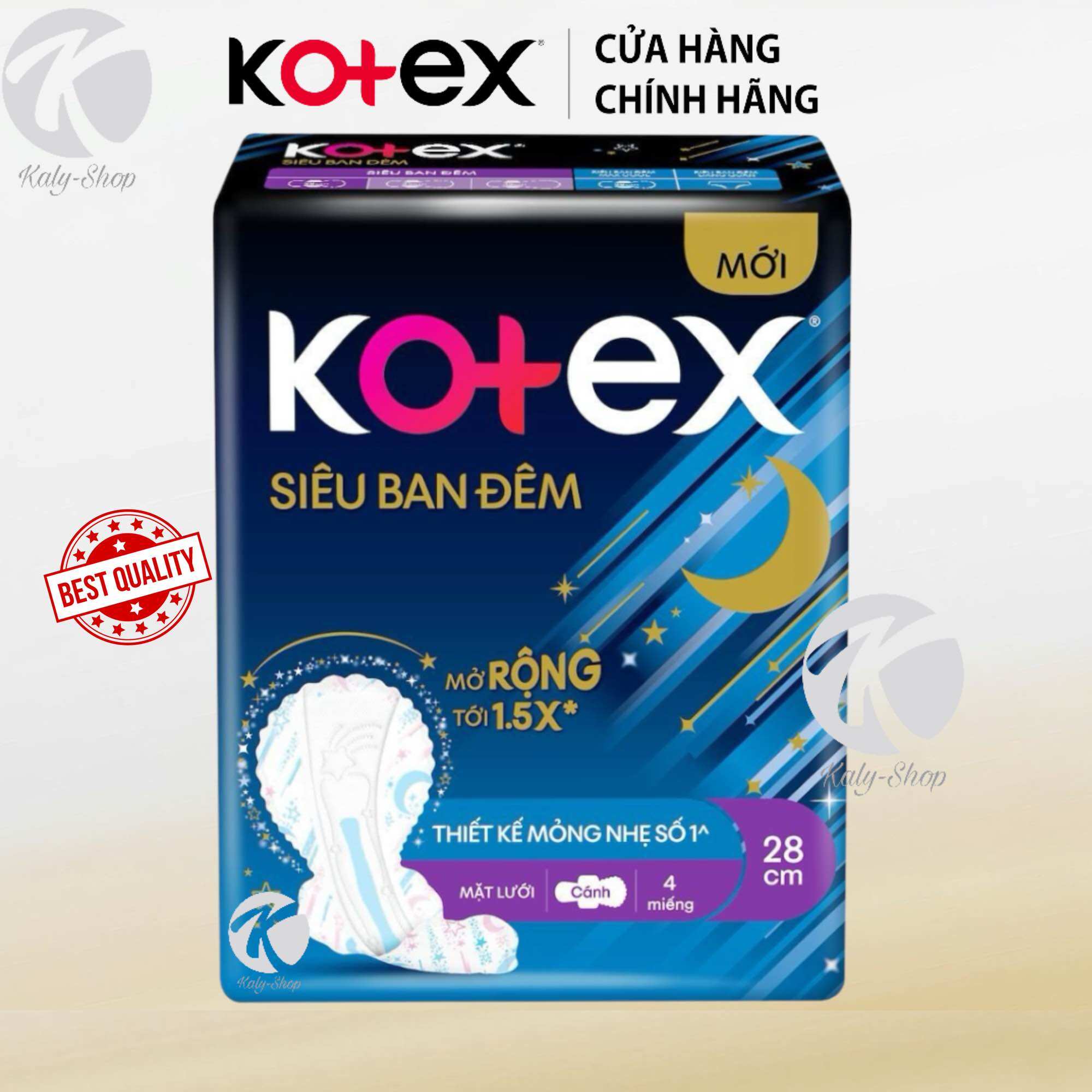 Băng vệ sinh kotex ban đêm mặt lưới siêu mỏng cánh 28cm