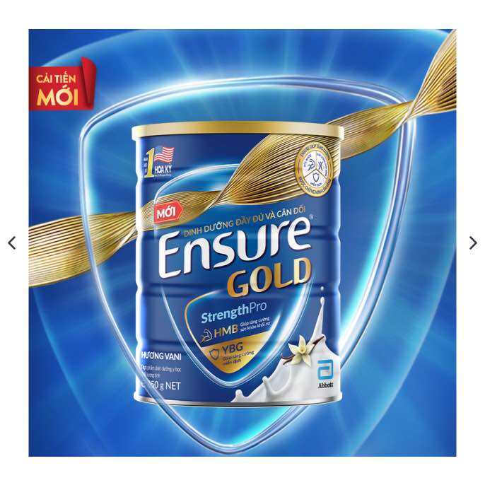 Sữa bột Ensure Gold Abbott hương Vani mới hộp 850g