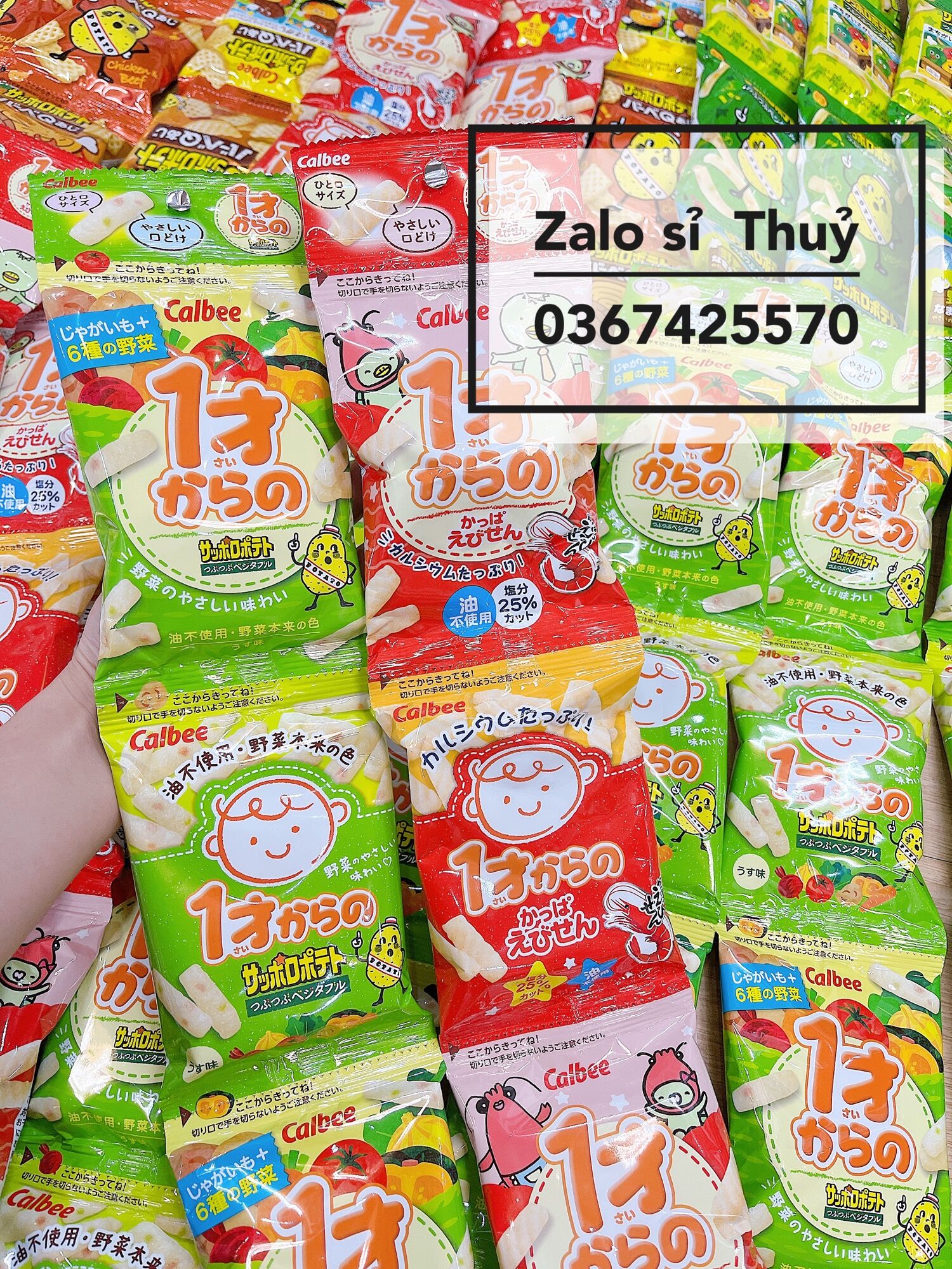 Bim bim dây / Bánh snack calbee / tohato dây ăn dặm - snack 4 gói của Nhật
