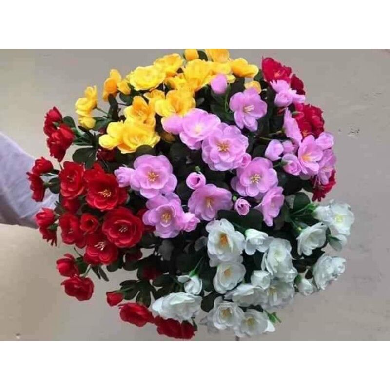 Cụm Hoa Đỗ Quyên_ Hoa lụa Cao Cấp