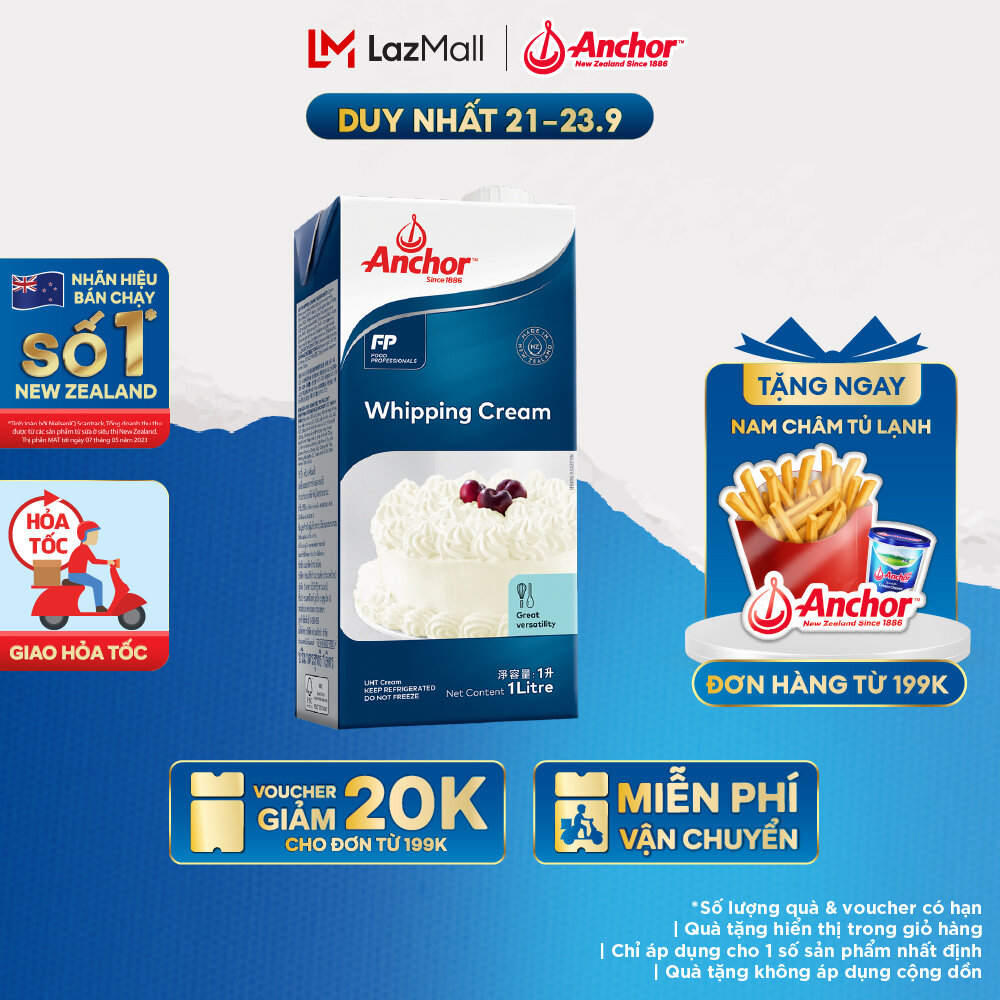 [GIAO HÀNG HỎA TỐC - HCM] Kem Sữa Tươi Tiệt Trùng Anchor Whipping Cream Hộp 1 Lít