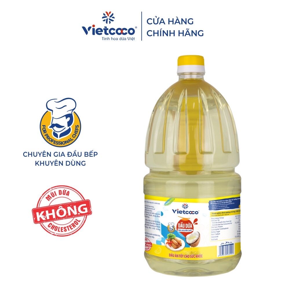 1 Chai dầu ăn dừa vietcoco 2l, Date mới (100% nguyên chất)