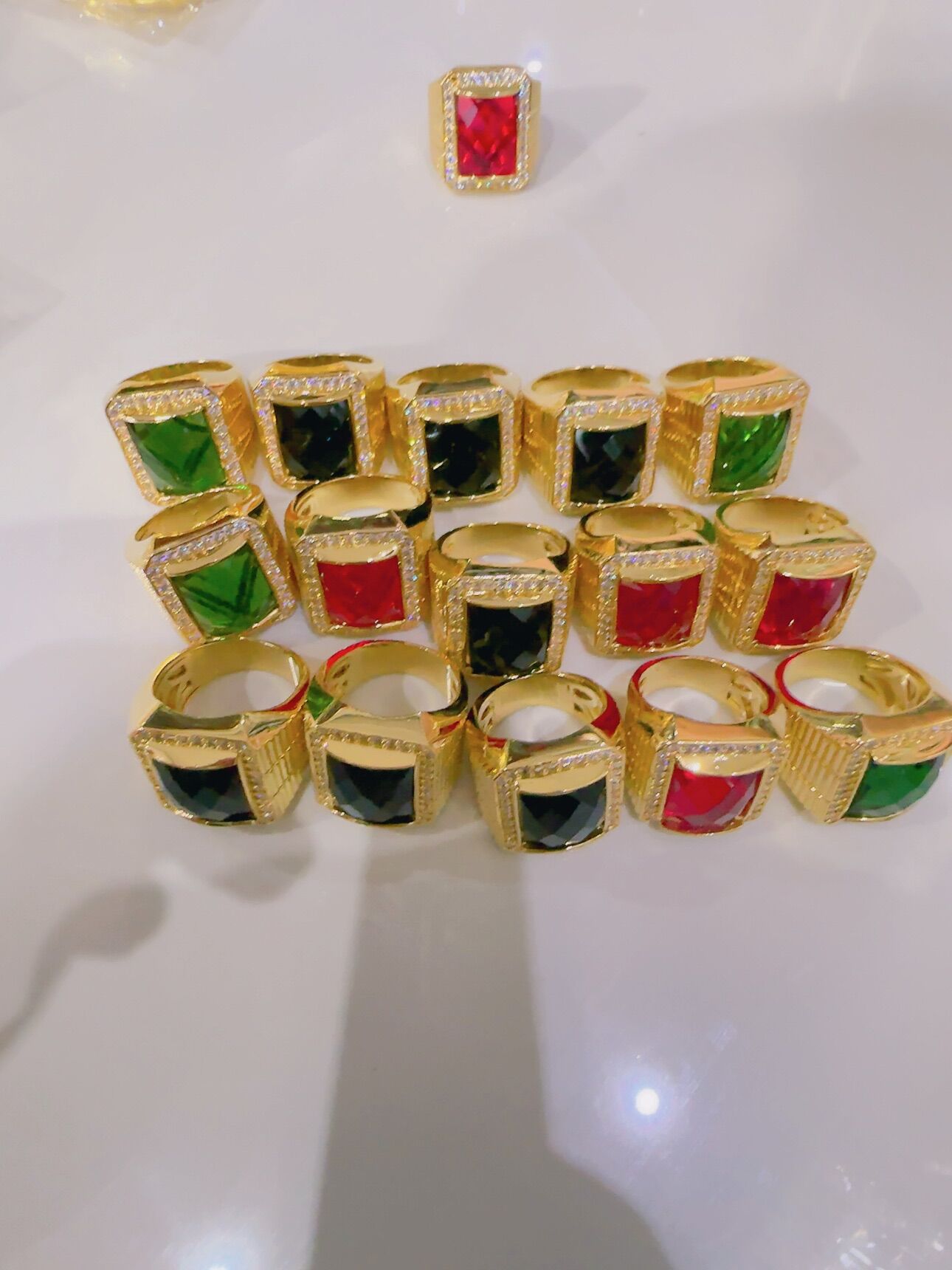 Nhẫn nam mạ vàng 18k đính đá màu đủ size