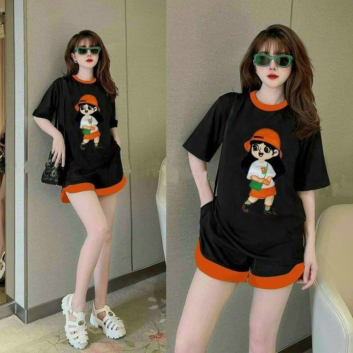 SÉT BỘ COTTON THÊU BÚP BÊ CAM Q.CHAU