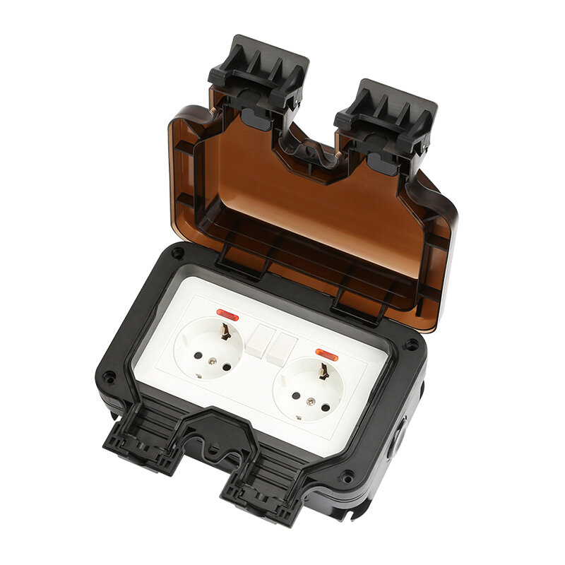 EU Ổ cắm IP66 không thấm nước ngoài trời cắm tường Ổ cắm ổ cắm điện ổ cắm ngoài trời cắm ổ cắm cho vườn nhà để xe tầng hầm