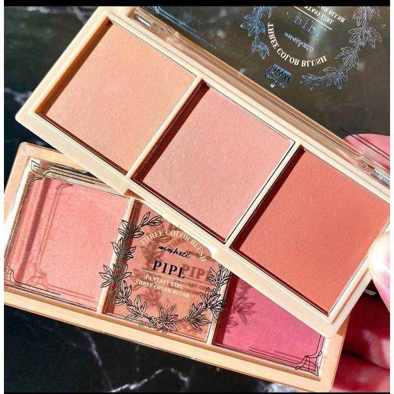 Phấn má PIPL, bảng phấn má hồng 3 ô nội địa trung tông cam hồng đào