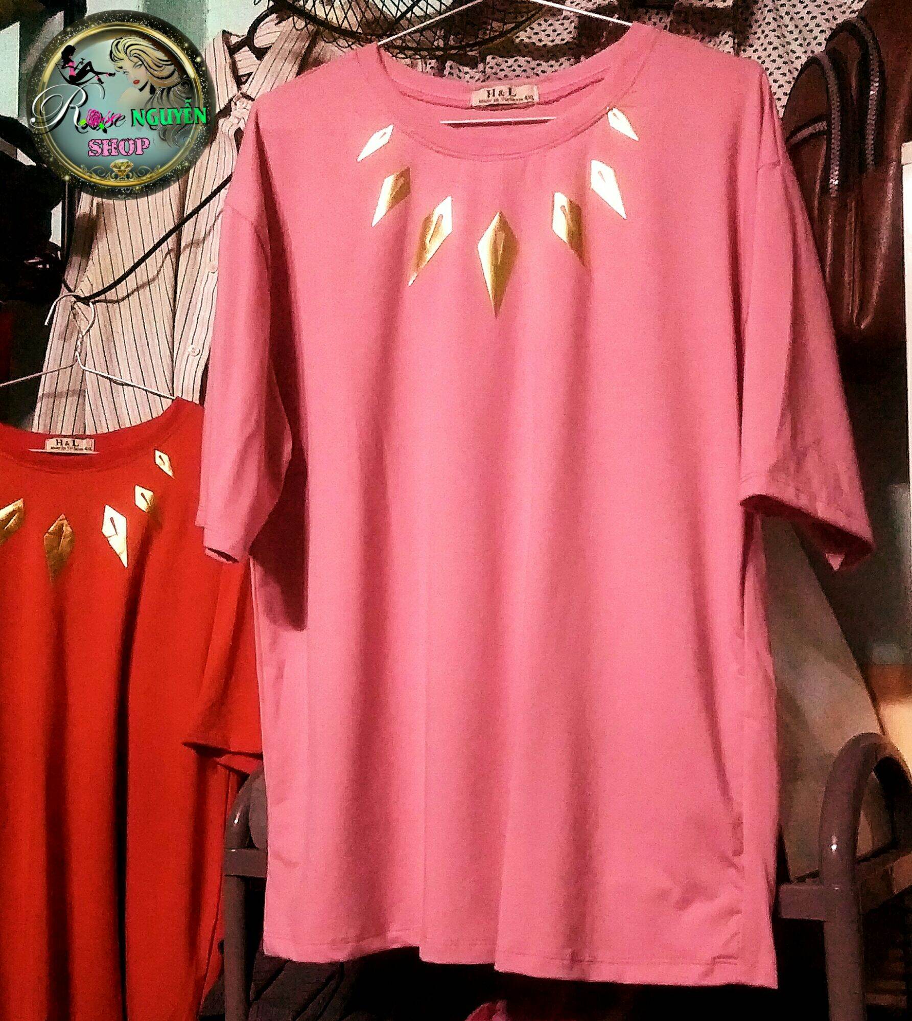 Áo thun nam màu hồng, tay ngắn, size M
