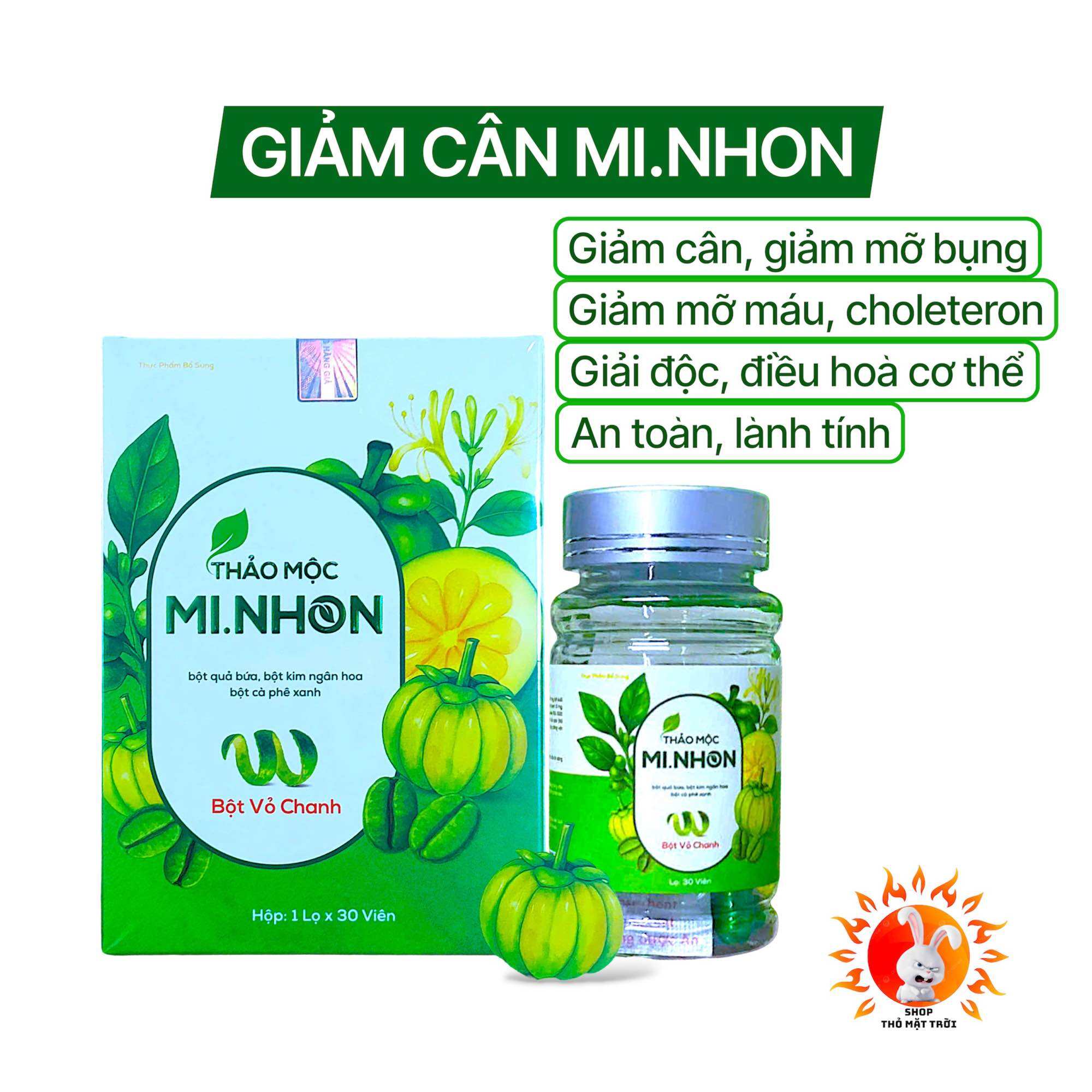 Giảm cân thảo mộc MI NHON (30 viên) Giảm cân tiến hạnh mẫu mới MI.NHON