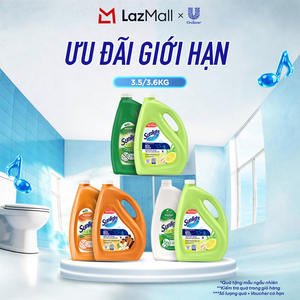 Combo Nước rửa chén + Nước lau sàn Sunlight can 3.5/3,6kg