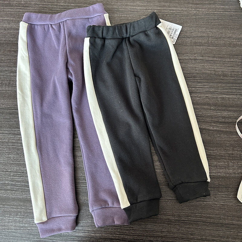 Quần Thể Thao Lông Nỉ Chống Trượt Cho Bé Trai Và Bé Gái Mùa Thu Đông Quần Dài Cotton Polyester Co Giãn Không Cần Thắt Lưng