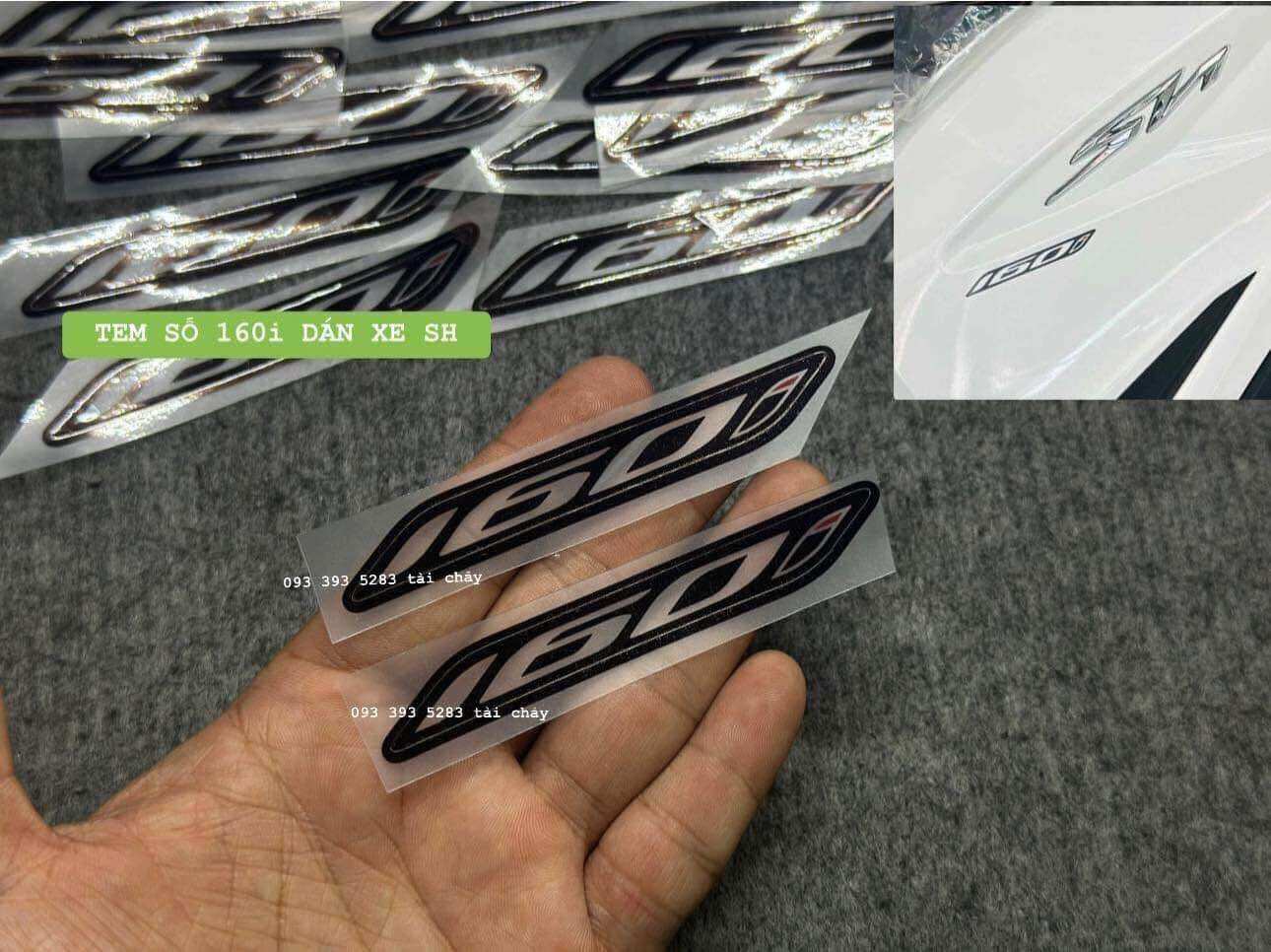 [ 1 CẶP ] TEM SỐ 160i MÀU ĐEN DÁN ỐP SƯỜN SH CAO CẤP ( DÁN XE TRẮNG )