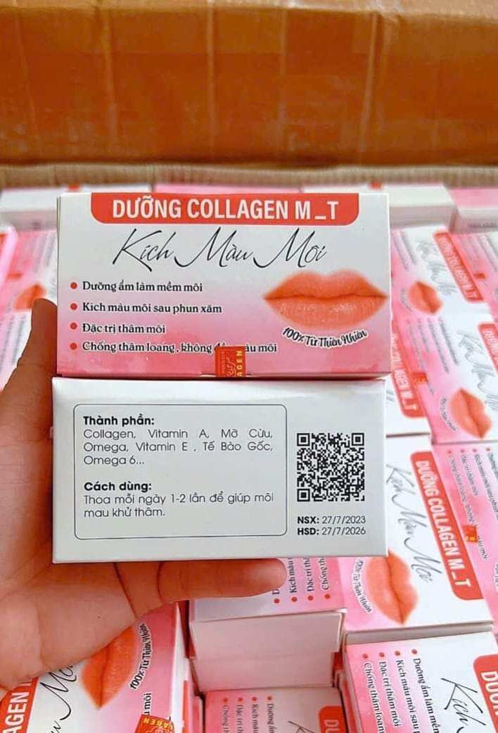 DƯỠNG MÔI COLLAGEN M_T - KÍCH MÀU MÔI. Khử thâm môi, dưỡng ẩm mềm môi, kích màu sau phun xăm, đặc  & chống thâm môi