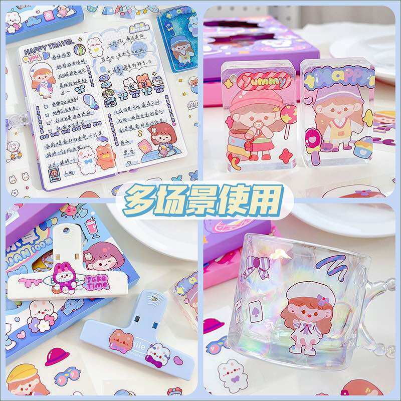 Hộp 100 tấm sticker nhãn dán trang trí MOMO