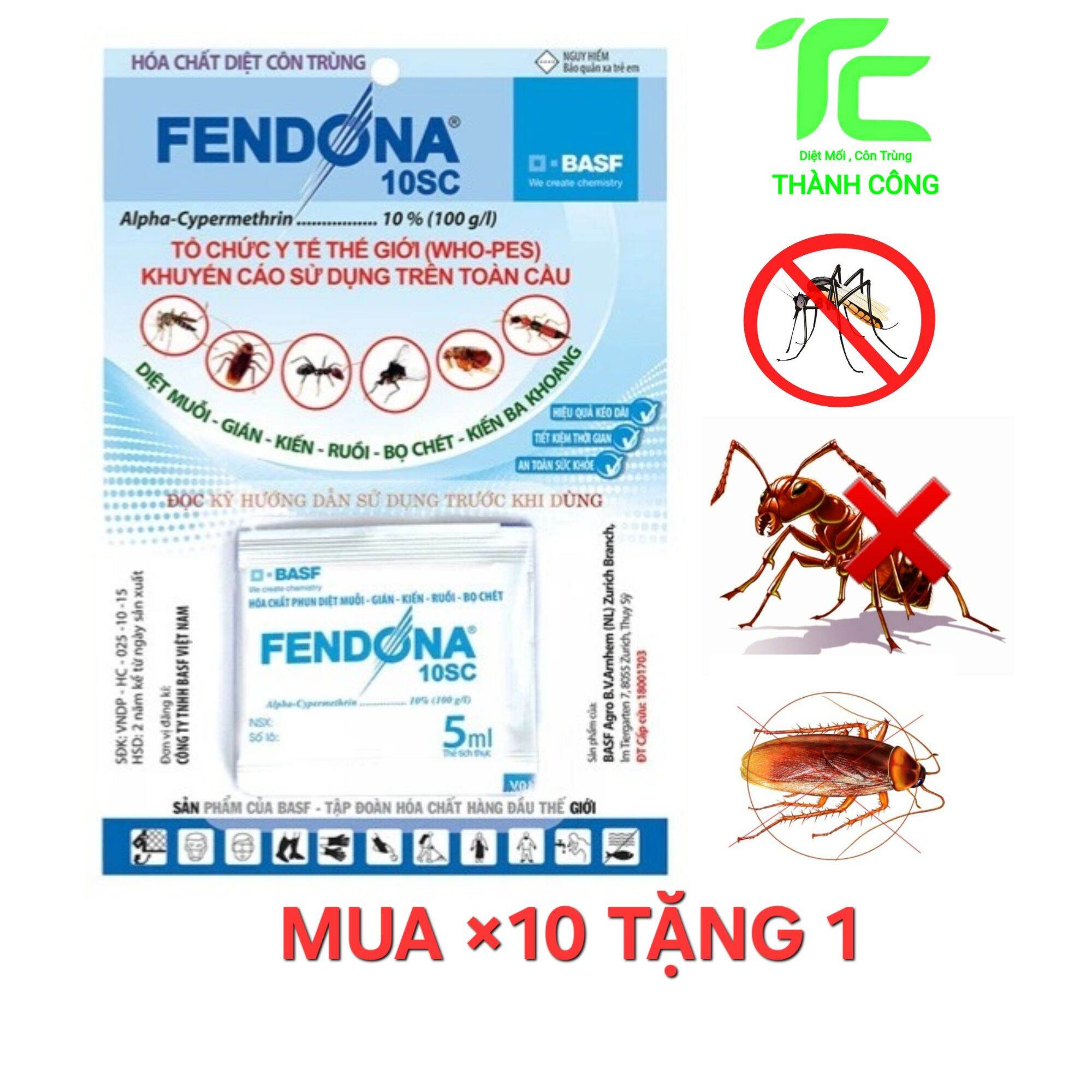 Mua 10 tặng 1. Thuốc diệt côn trùng trong nhà Fendona 1 gói 5ml