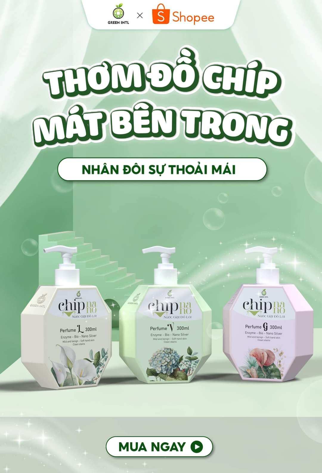 Nước giặt đồ lót Chip Nano 500ml