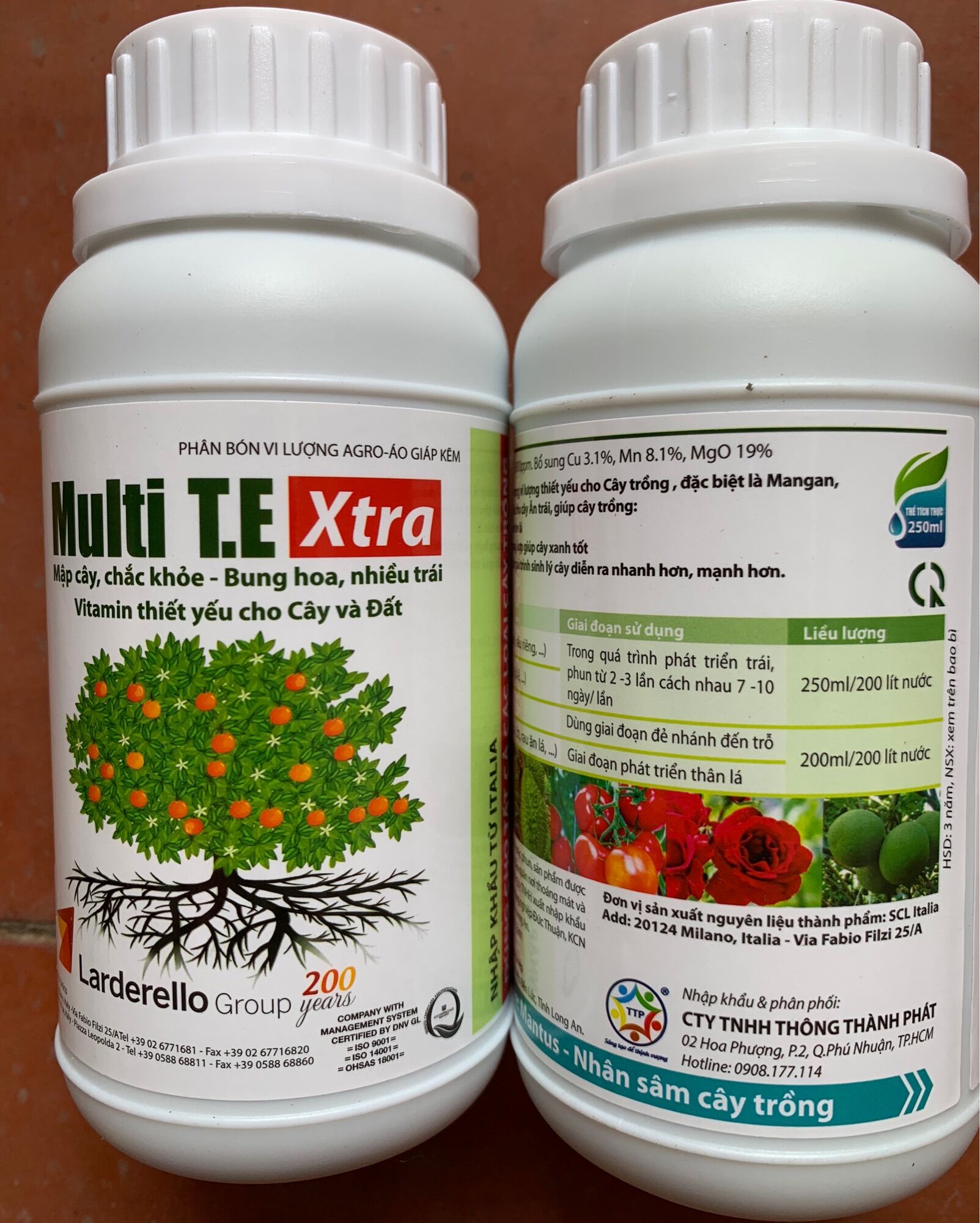 Multi TE xtra vitamin thiết yếu cho cây và đất chai 250ml