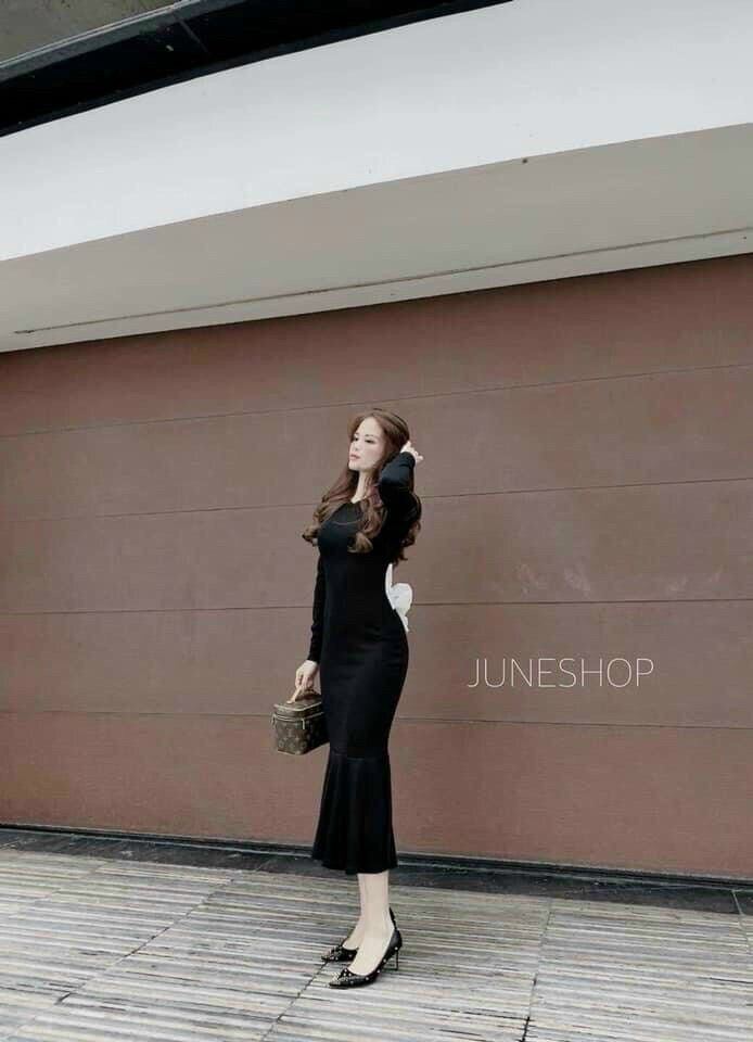 Đầm borip body phối nơ to sau BG