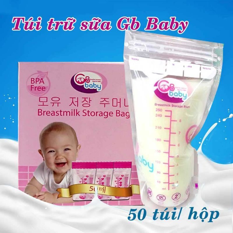 Túi trữ sữa mẹ gb baby Hàn Quốc, hộp 50 túi, giúp trữ đông sữa, an toàn cho bé, tiện lợi cho mẹ.