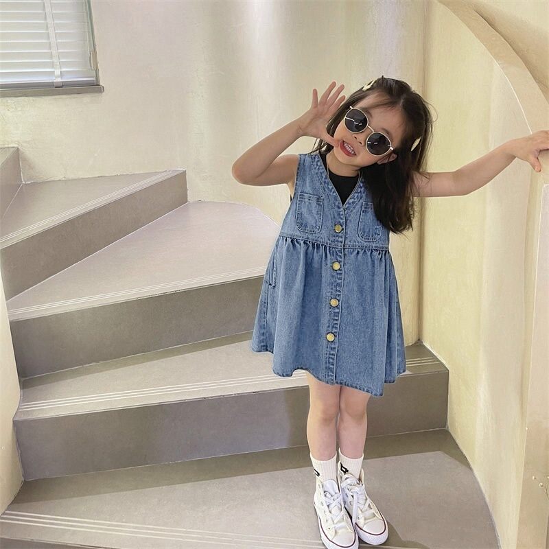 Váy jean bé gái size 9ky - 30ky / Đầm jean bé gái chất mềm giãn