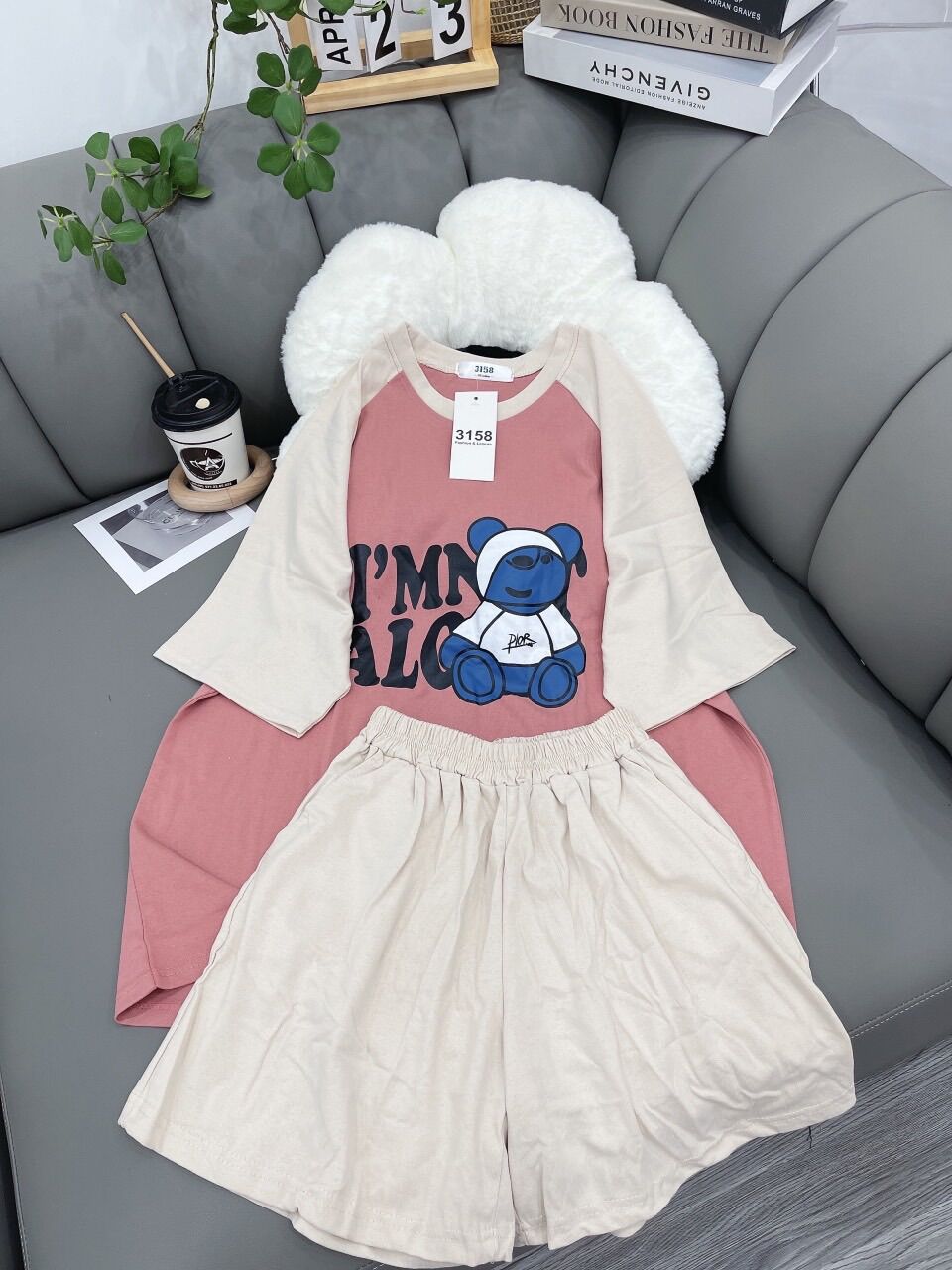 Set bộ đùi chất cotton su - gấu bịt mắt