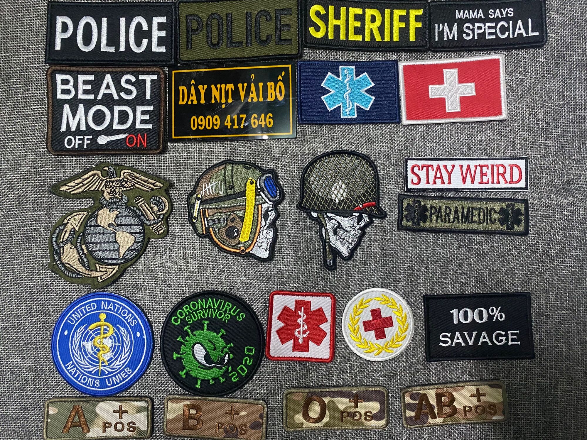 Tem dán patch velcro dạng hook loop phong cách lính Mỹ màu rằn ri xanh multicam