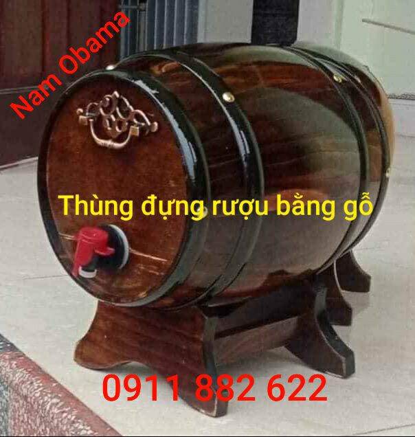 THÙNG ĐỰNG RƯỢU BẰNG GỖ Loại 5 lít, tặng túi thiếc