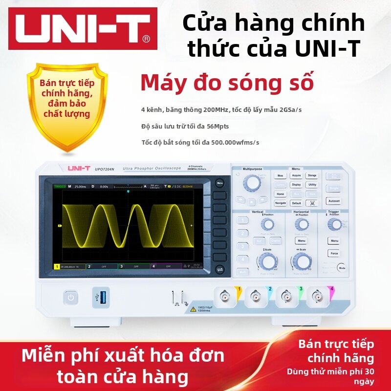 UNI-T | Digital Phosphor Oscilloscope 4 Channels 200M Bandwidth 2G Sampling Rate Giá 41,096,000 Đồng*Miễn phí vận chuyển