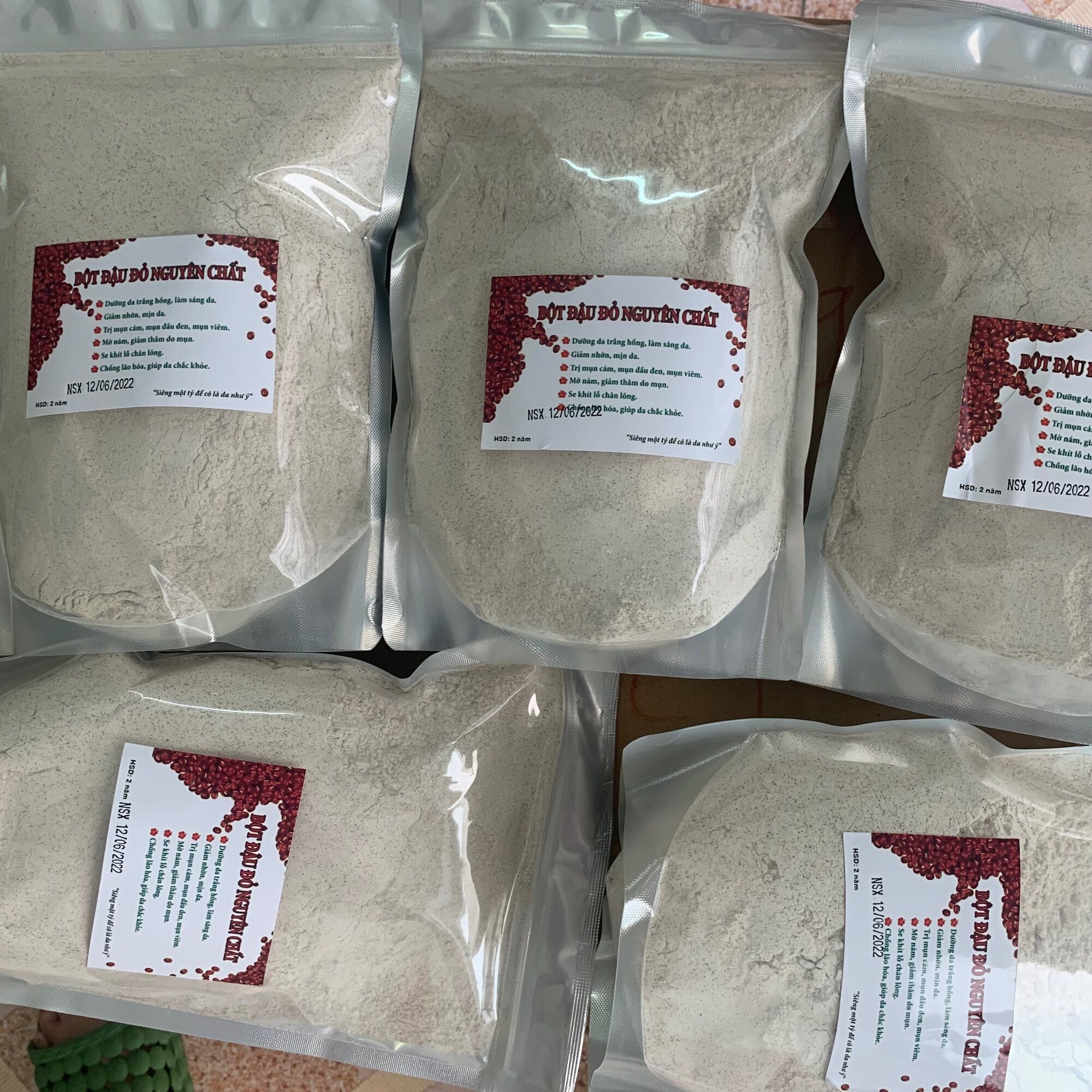 Bột đậu đỏ nguyên chất trắng da gói 500g