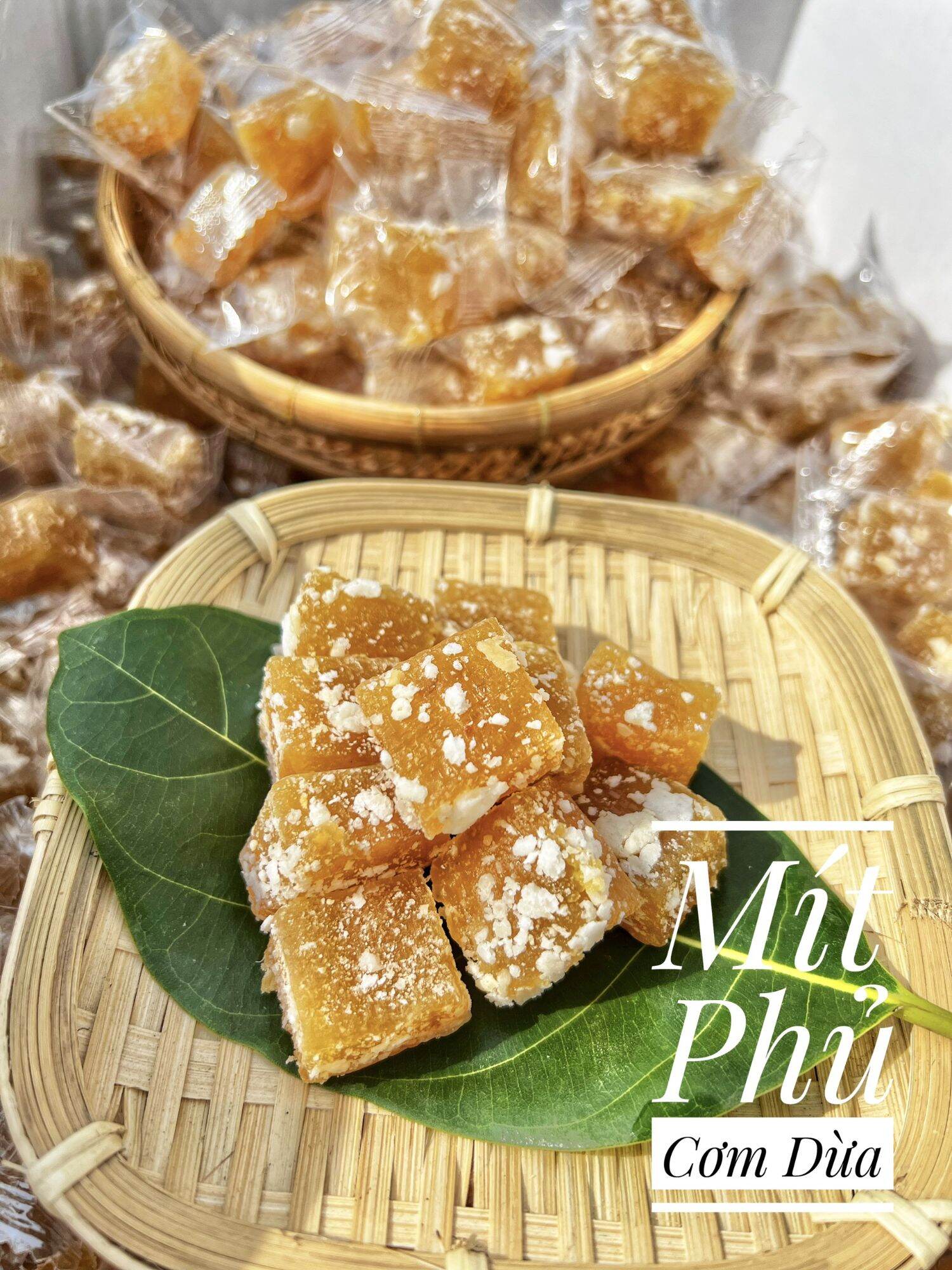Mứt mít cơm dừa hoa tuyết dẻo viên 500g