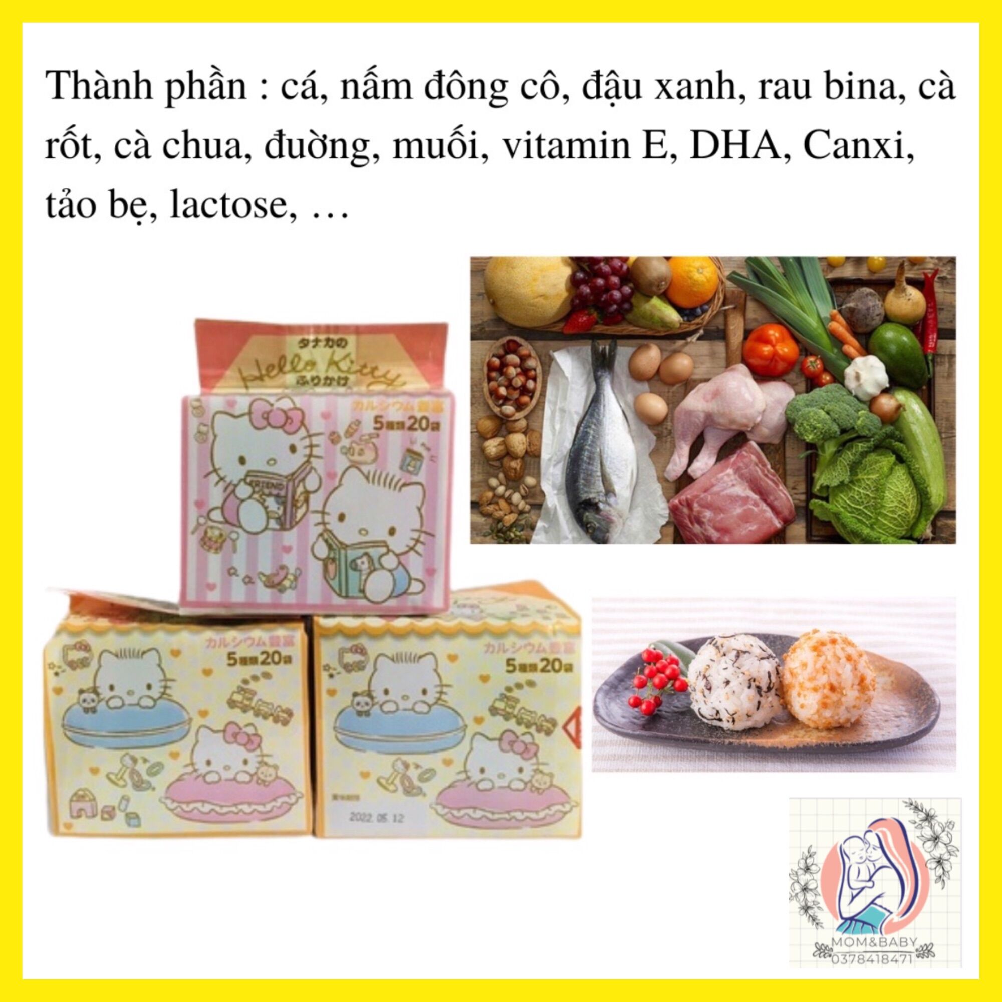 Gia vị rắc cơm thập cẩm Hello Kitty (5g*20 gói) Nhật Bản cho bé