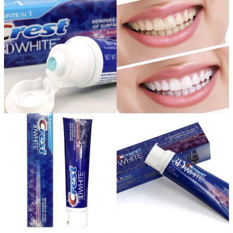 Kem Đánh Răng Trắng Răng Crest 3D White Advanced Whiteing 147gr và Vivid Mint Ultra 147gr Chính Hãng Mỹ