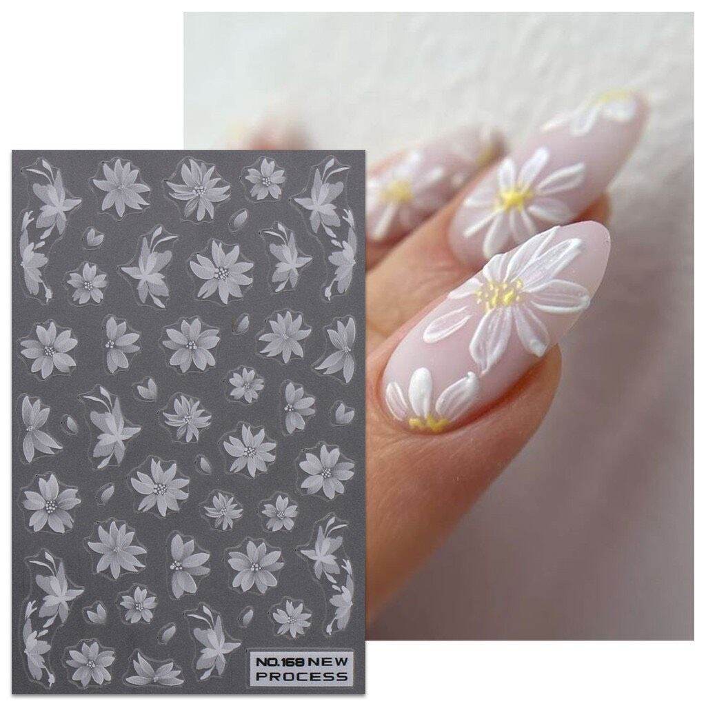 Sticker dán móng tay nail hoa Trắng loang sắc nét