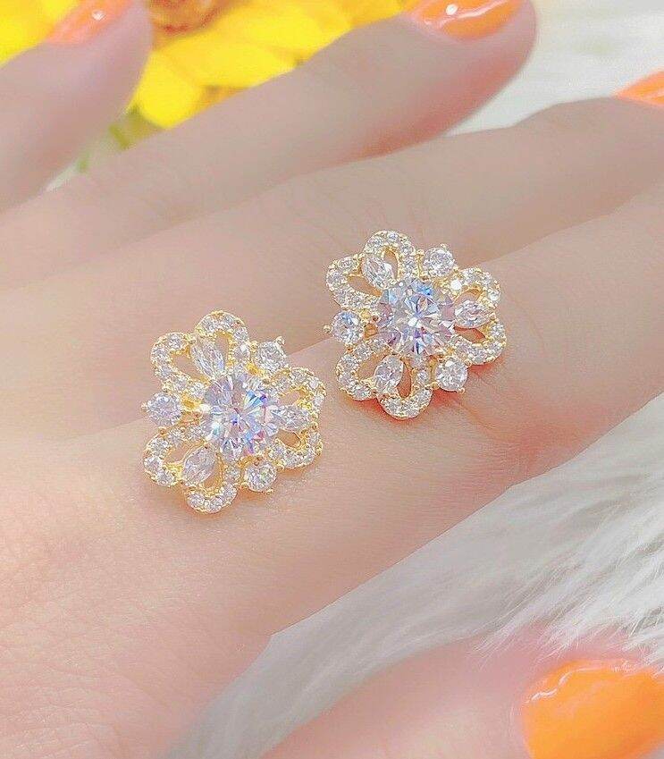 Đôi bông tai nữ mạ vàng đính xoàn b1246 -25r190822