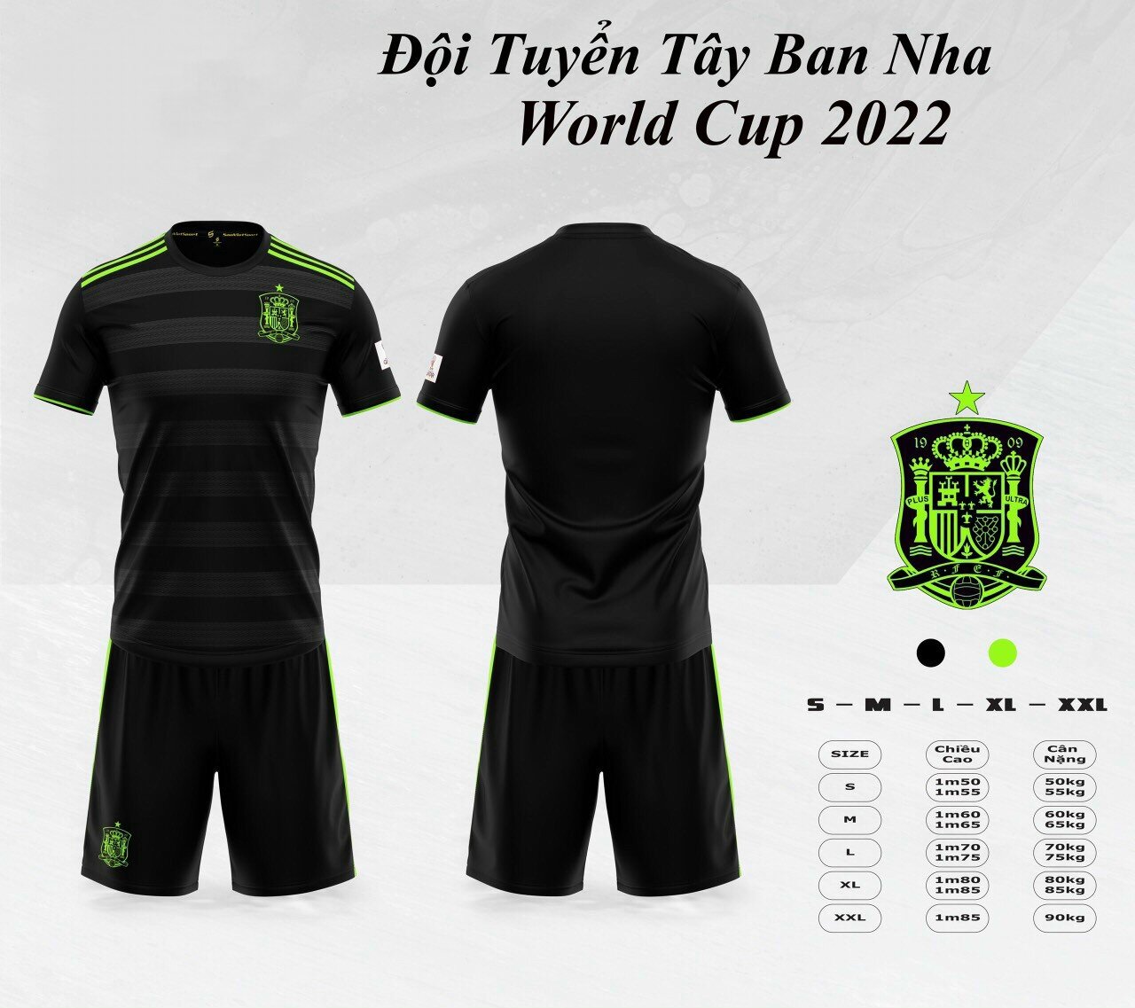 Quần áo đá banh đội tuyển tây ban nha world cup 2022/23- có in ấn