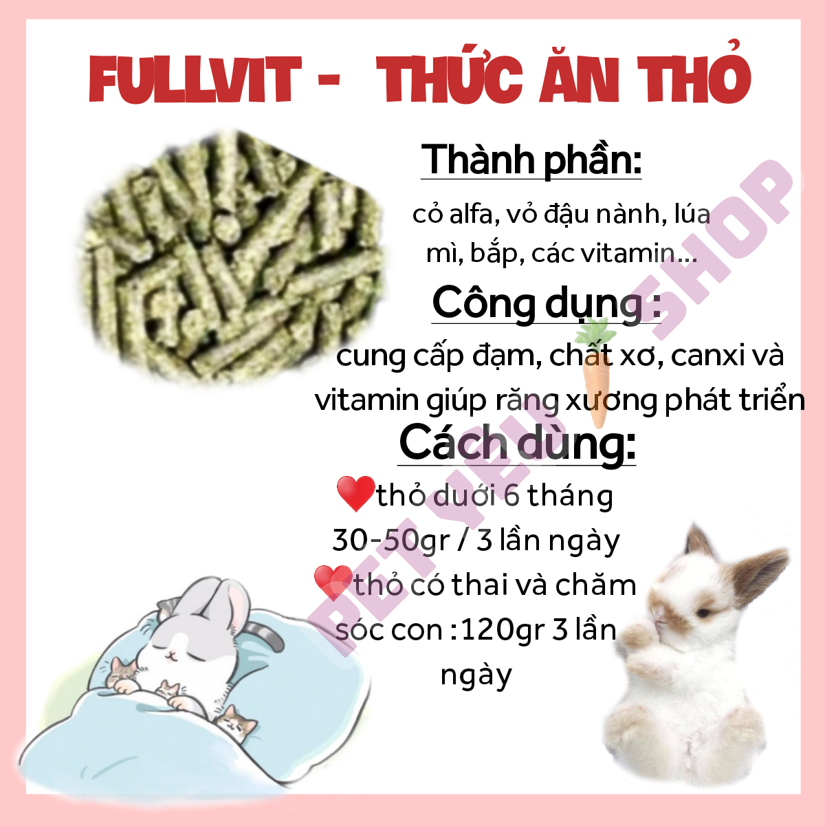 [HCM]thức ăn cho thỏ FULLVIT (500gr)