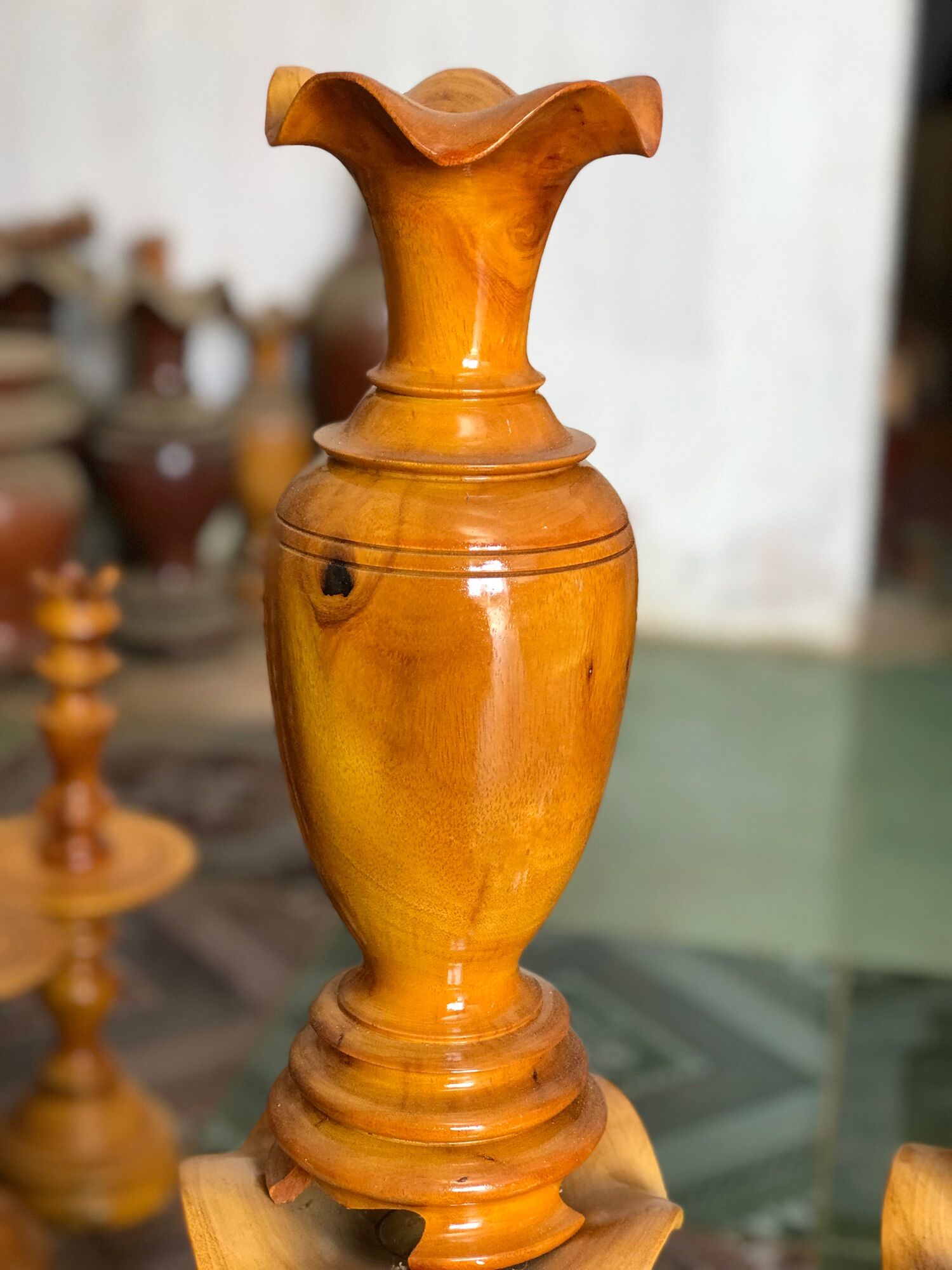 Lục bình gỗ lọ hoa gỗ xoan đào  12cm *40cm