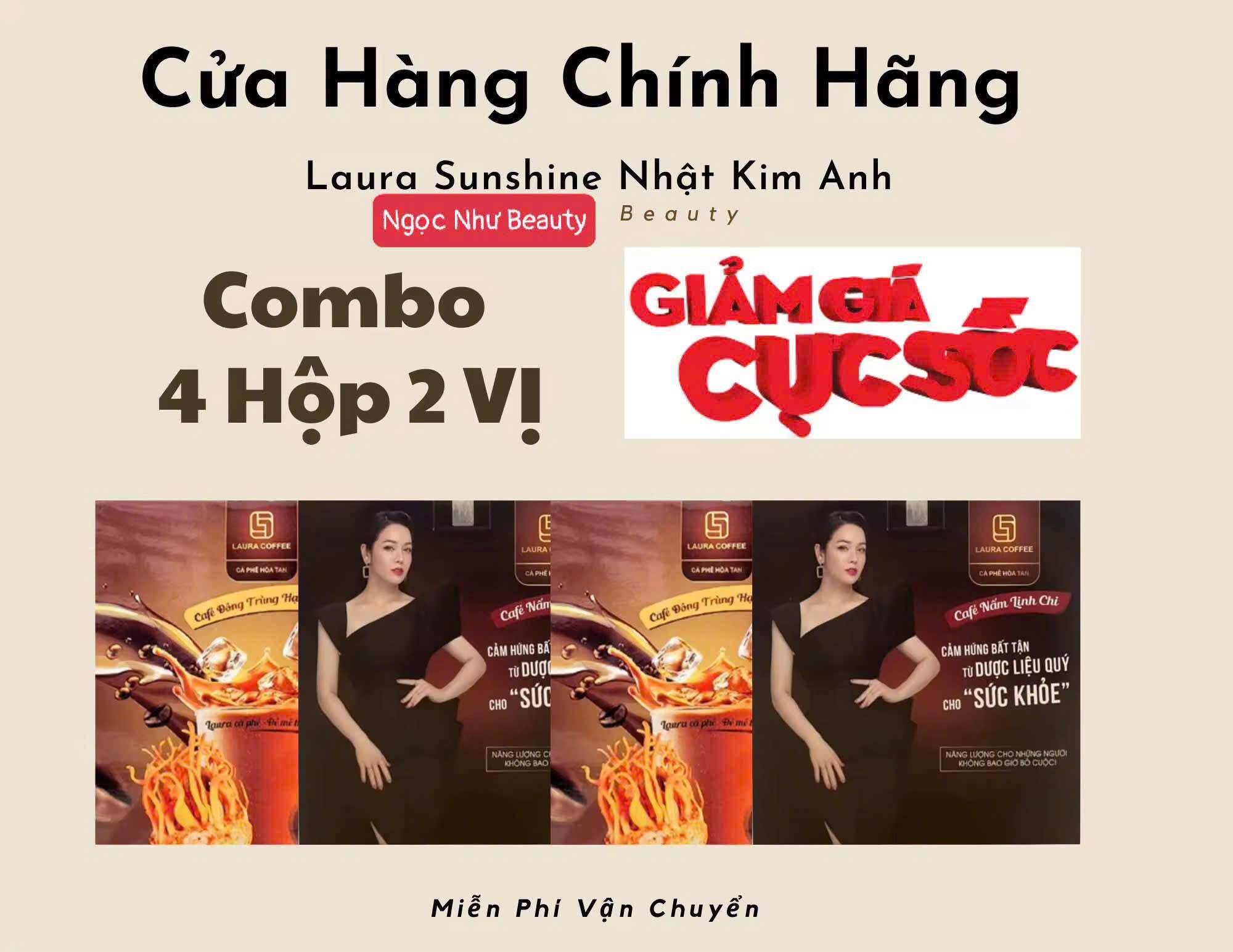 CHÍNH HÃNG LAURA COFFEE .Combo 4 hộp cafe laura nhật kim anh 2 vị. Cà phê đông trùng hạ thảo cà phê nấm linh chi cà phê Laura Coffee. Cafe laura sunshine hộp 10 gói.