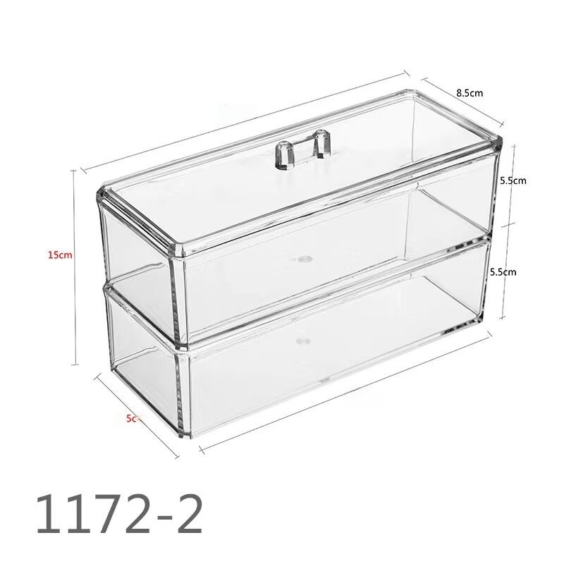 Hộp Đựng Đồ Acrylic Trong Suốt Hình Chữ Nhật Để Bàn Chống Bụi, Dụng Cụ Vệ Sinh Cá Nhân, Dụng Cụ Văn Phòng Phẩm, Cotton Swab, Cotton Makeup