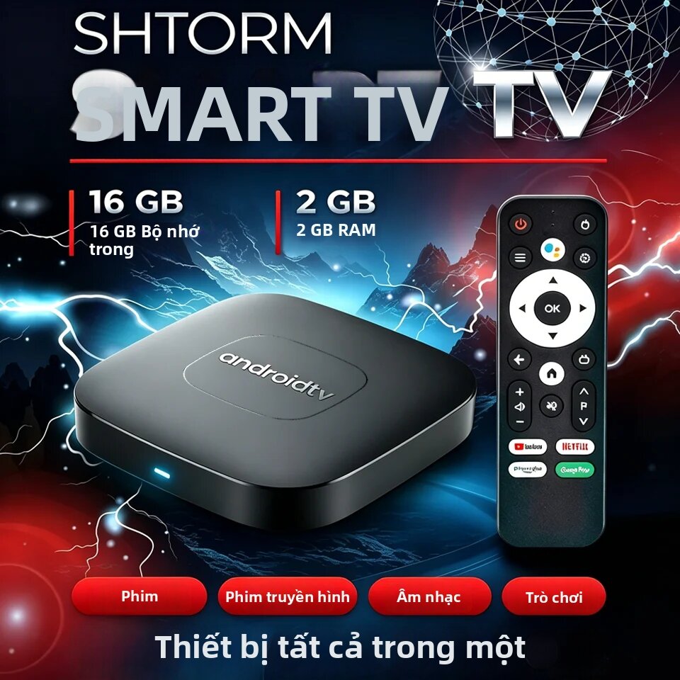 Hộp Giải Mã Truyền Hình Thông Minh Android Media Player 8GB+128GB Hỗ Trợ Video 4K 8K HD, WiFi, BT5.4, Điều Khiển Bằng Giọng Nói, Hệ Thống Rạp Hát Gia Đình, Hỗ Trợ Đầu Ra HDMI 1.4