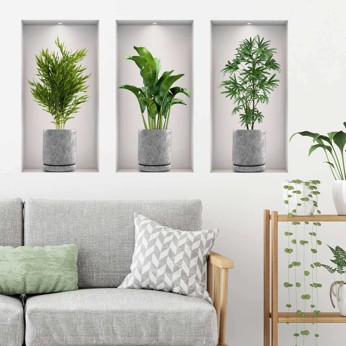 Decal dán tường chậu cây 3D TT02 trang trí phòng khách