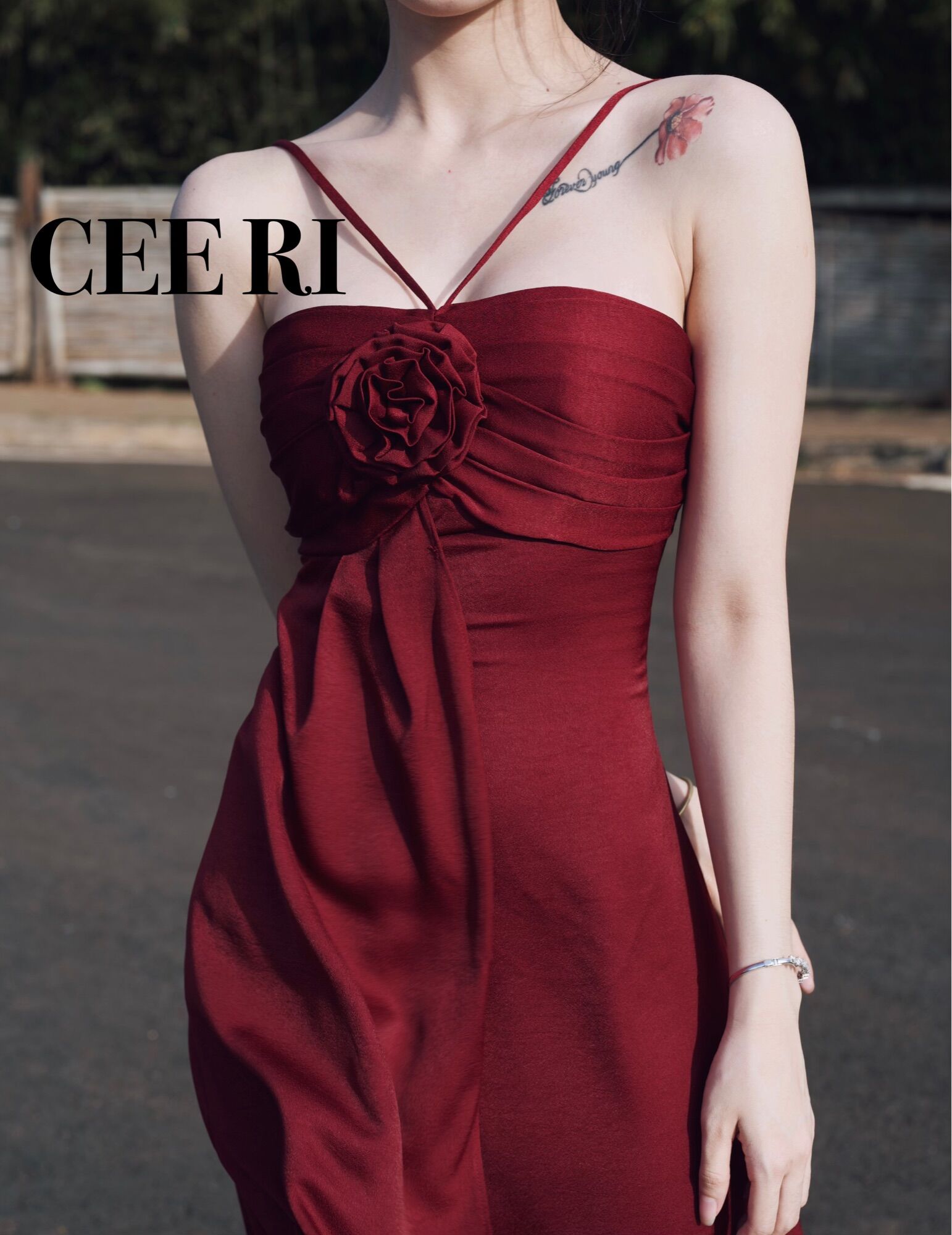 ẢNH THẬT CEERI- Váy lụa đính hoa đi chơi, dự tiệc