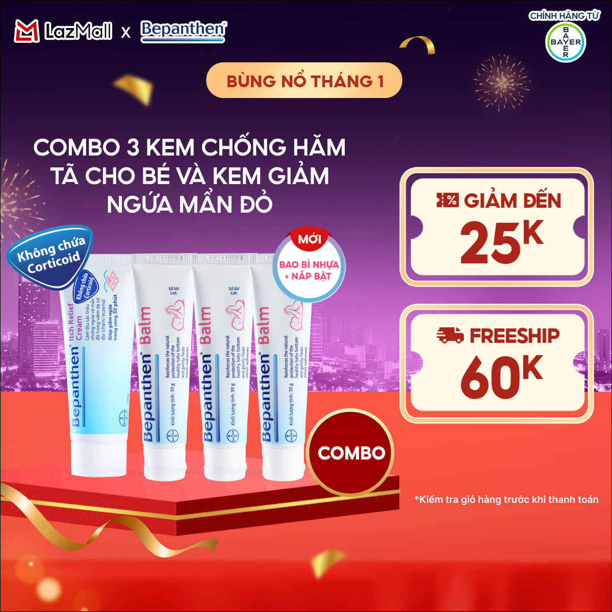 Combo 3 Kem Chống Hăm BEPANTHEN Balm Dạng Kem Mỡ Tuýp 30G x3 và Kem Giảm Ngứa BEPANTHEN Itch Relief Cream 20G Giảm Ngứa Nhanh Trong 30 Phút